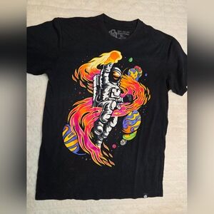 INTO THE AM Neon Astronaut Graphic Tee | Size M | Cosmic Space Art